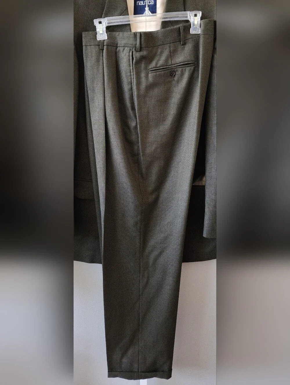Nautica Men's Olive Two-Piece Suit Jacket and Trousers